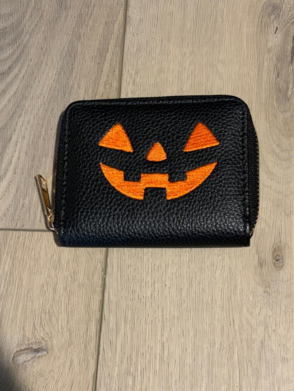 Em & Sprout Orange Pumpkin Jack O Lantern Wallet